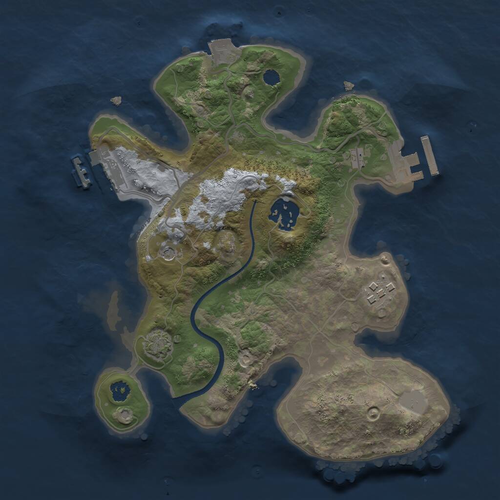 Rust Map: Procedural Map, Size: 2500, Seed: 946989450, 7 Monuments