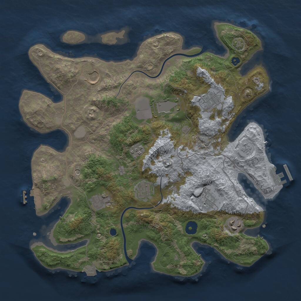 Rust Map: Procedural Map, Size: 3500, Seed: 37882795, 14 Monuments
