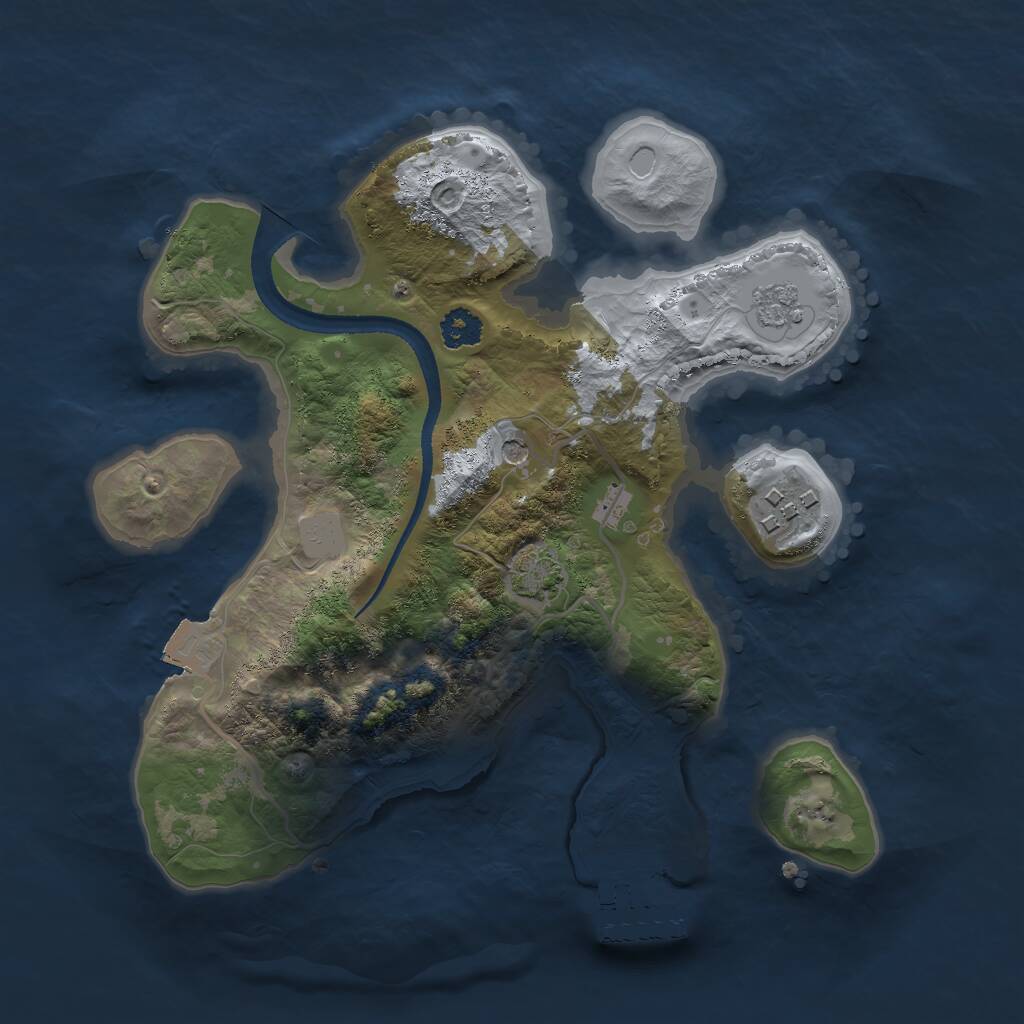 Rust Map: Procedural Map, Size: 2500, Seed: 49954, 6 Monuments