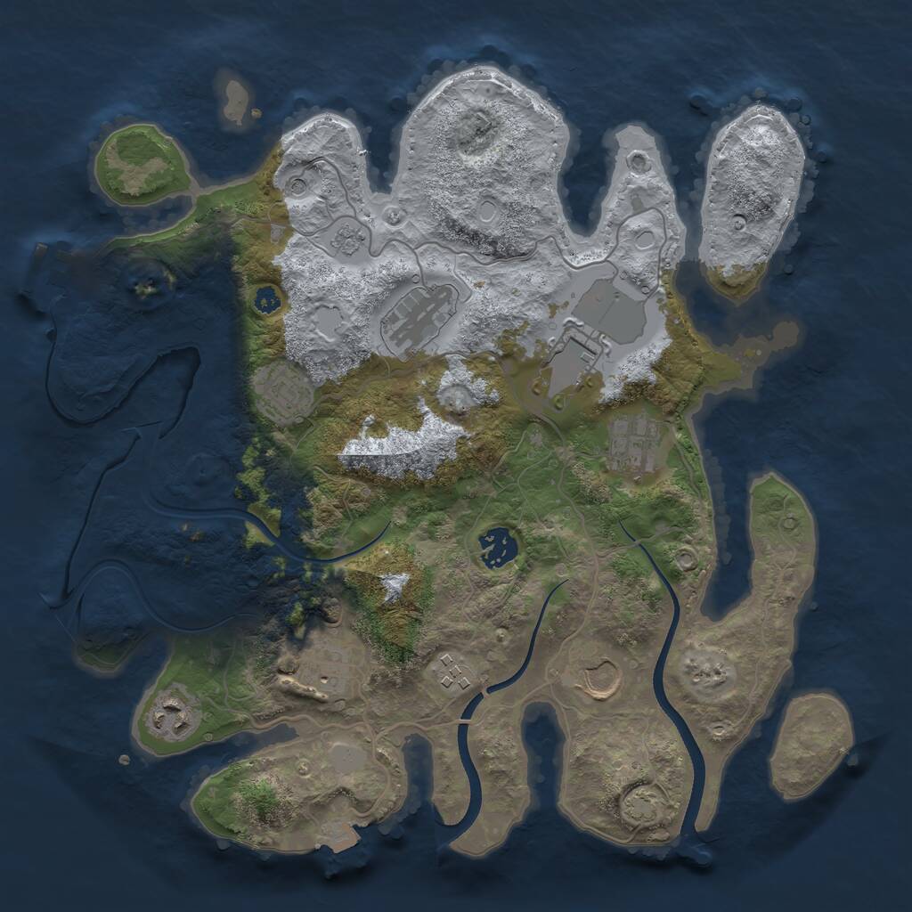 Rust Map: Procedural Map, Size: 3500, Seed: 480344792, 14 Monuments