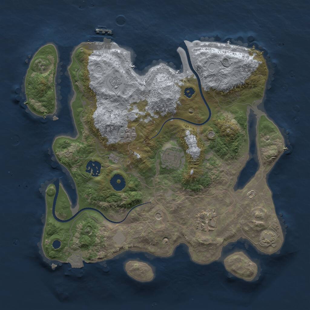 Rust Map: Procedural Map, Size: 3000, Seed: 12763182, 9 Monuments