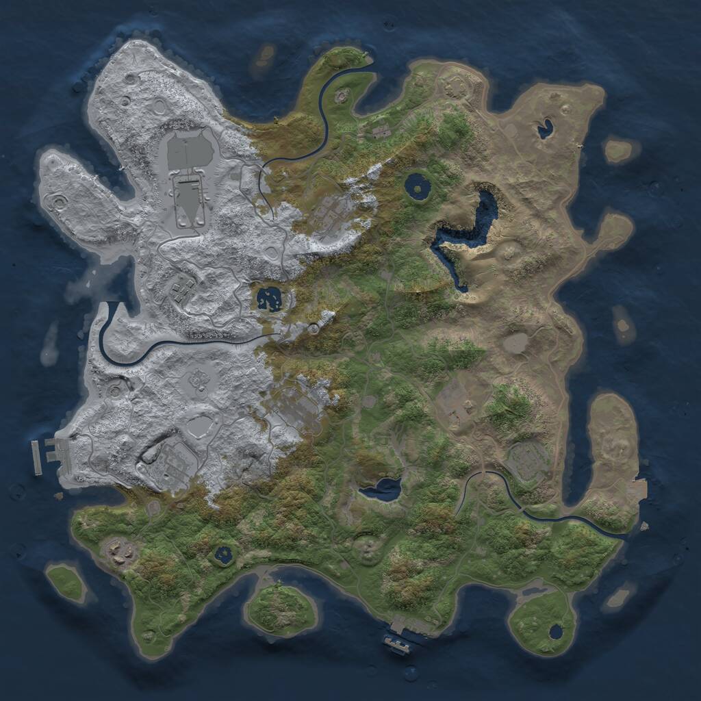 Rust Map: Procedural Map, Size: 4050, Seed: 2108478995, 15 Monuments