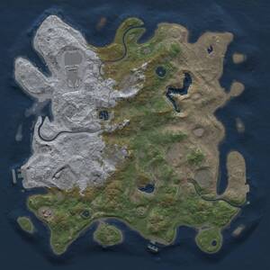 Thumbnail Rust Map: Procedural Map, Size: 4050, Seed: 2108478995, 15 Monuments