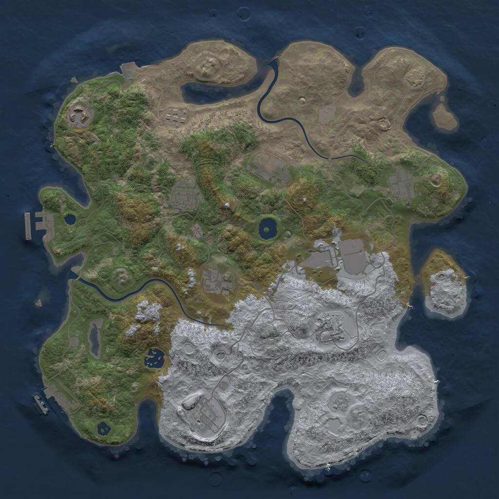 Rust Map: Procedural Map, Size: 3700, Seed: 384575239, 16 Monuments