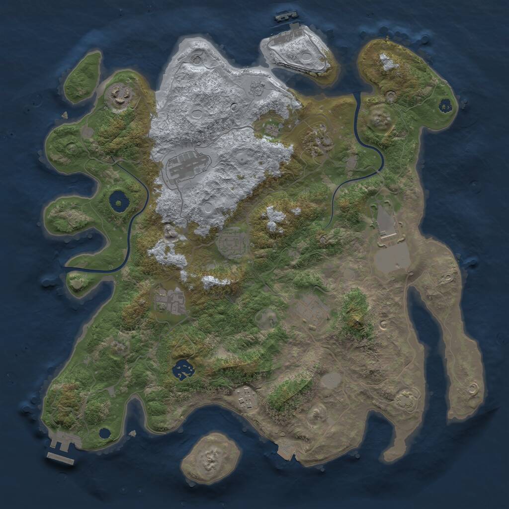 Rust Map: Procedural Map, Size: 3750, Seed: 1086092367, 15 Monuments