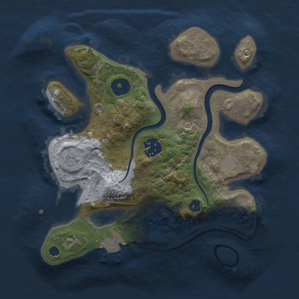 Rust Map: Procedural Map, Size: 2500, Seed: 409075225, 3 Monuments