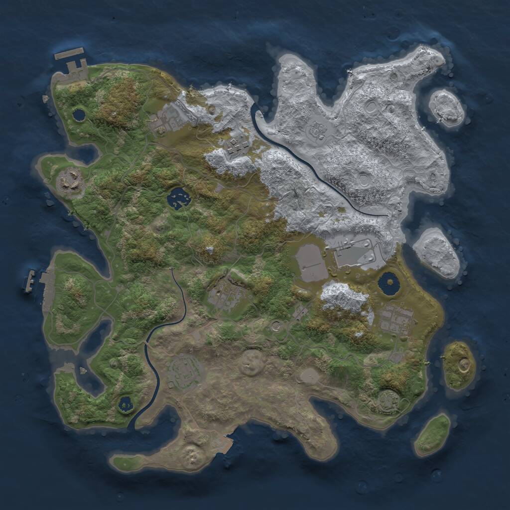 Rust Map: Procedural Map, Size: 3500, Seed: 2382659, 14 Monuments