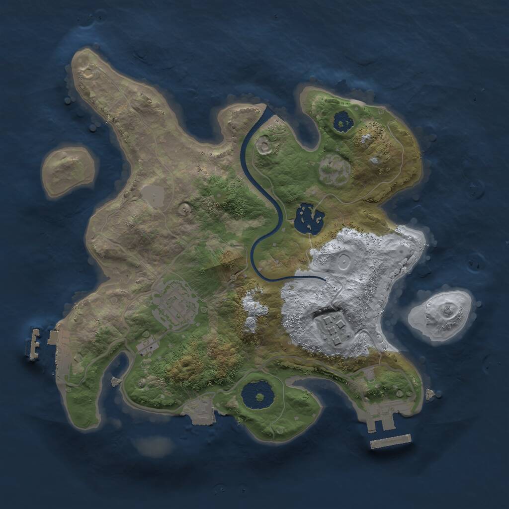 Rust Map: Procedural Map, Size: 2500, Seed: 751913877, 6 Monuments
