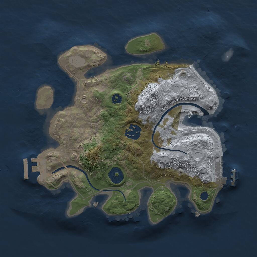 Rust Map: Procedural Map, Size: 2500, Seed: 2109203629, 4 Monuments