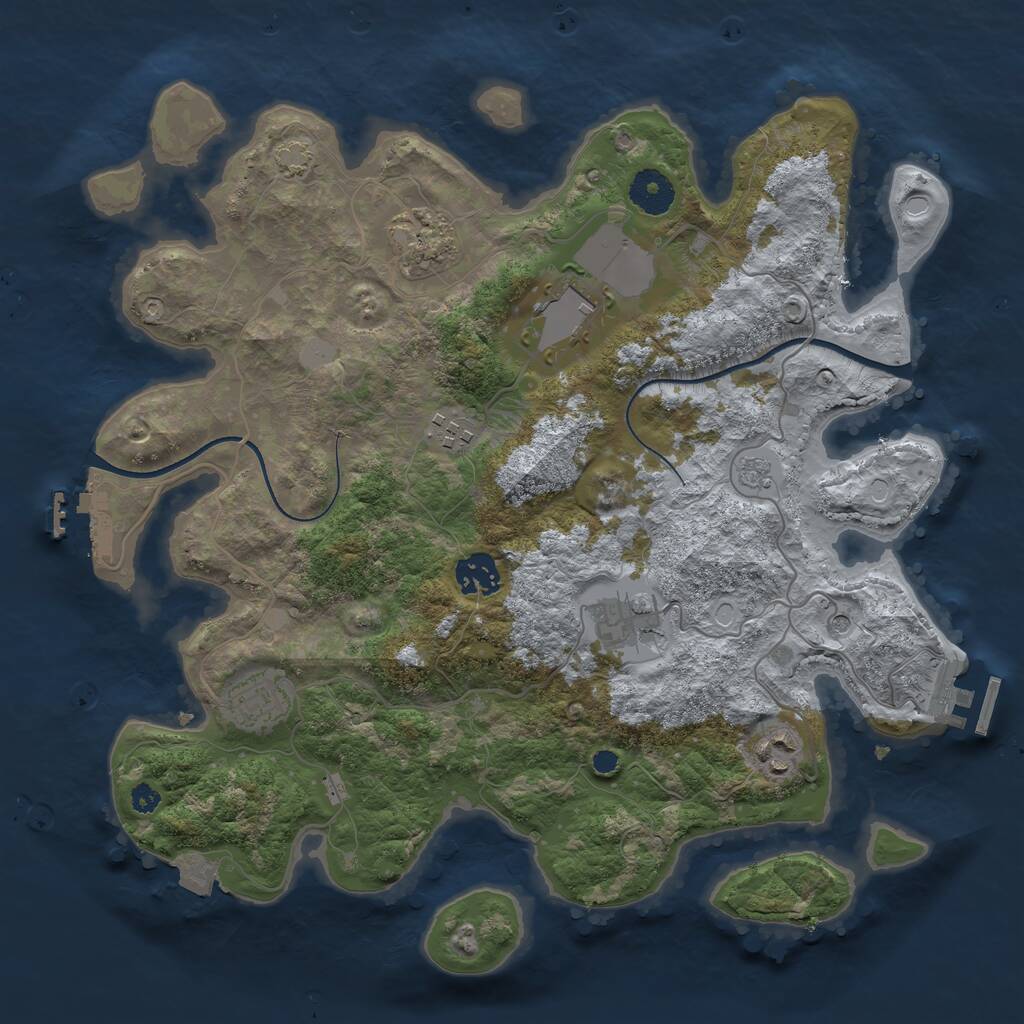 Rust Map: Procedural Map, Size: 3500, Seed: 46685789, 13 Monuments