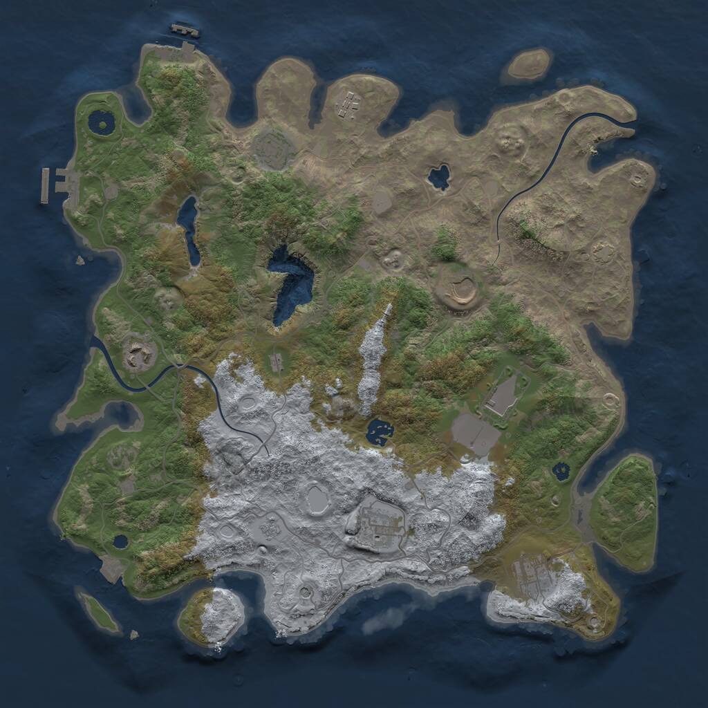 Rust Map: Procedural Map, Size: 4000, Seed: 8742546, 14 Monuments