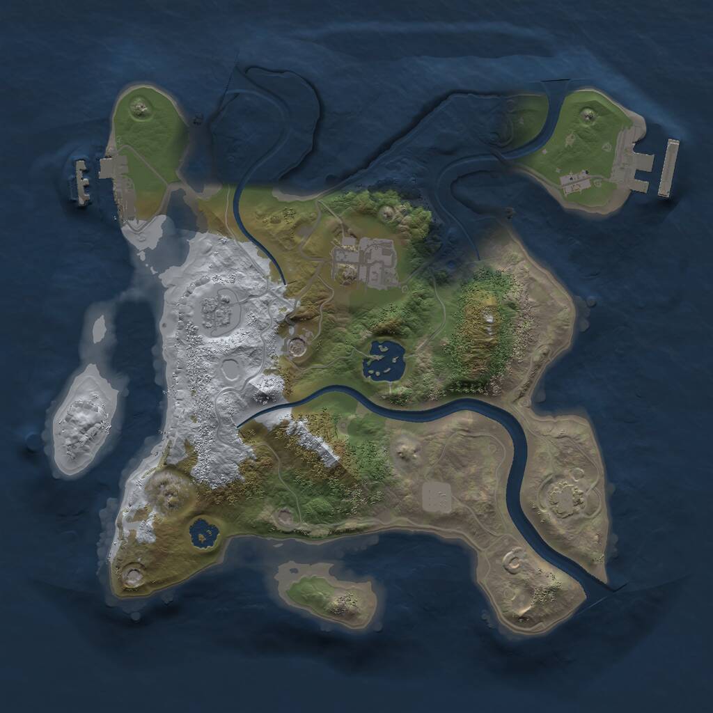 Rust Map: Procedural Map, Size: 2500, Seed: 1300581222, 8 Monuments