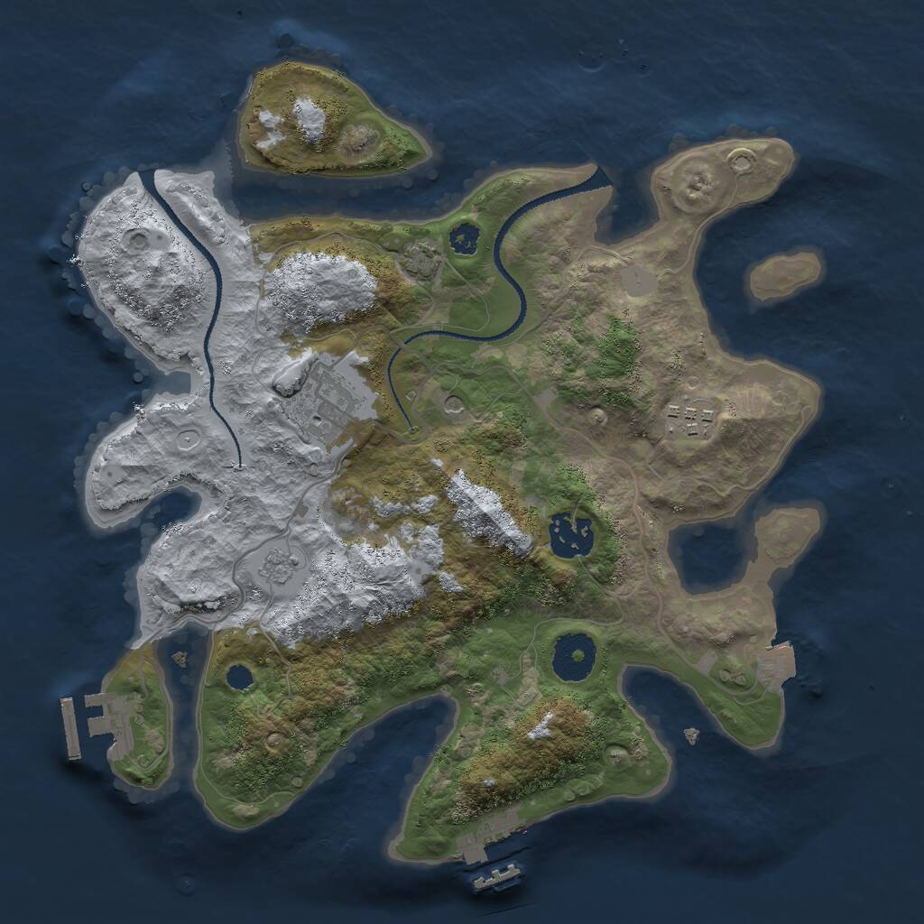 Rust Map: Procedural Map, Size: 3000, Seed: 26457, 9 Monuments