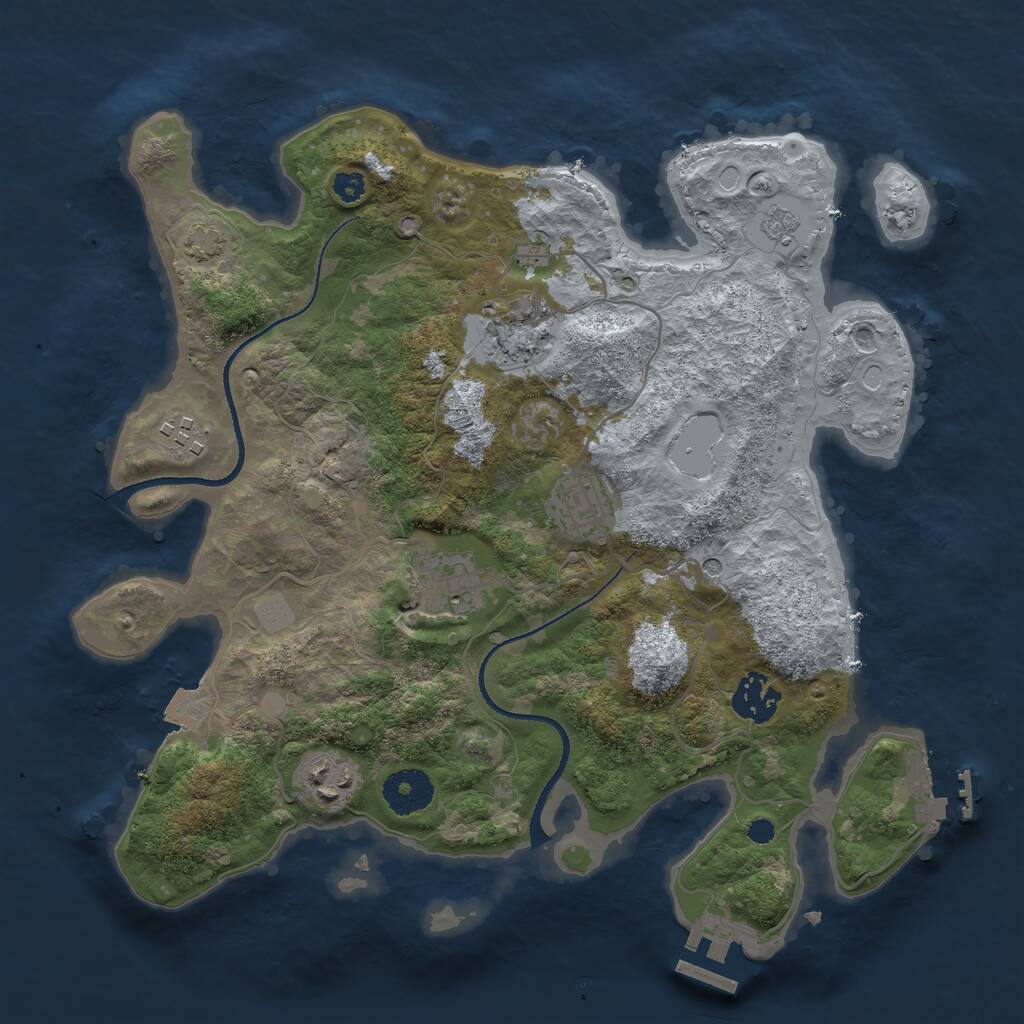 Rust Map: Procedural Map, Size: 3250, Seed: 724891547, 12 Monuments