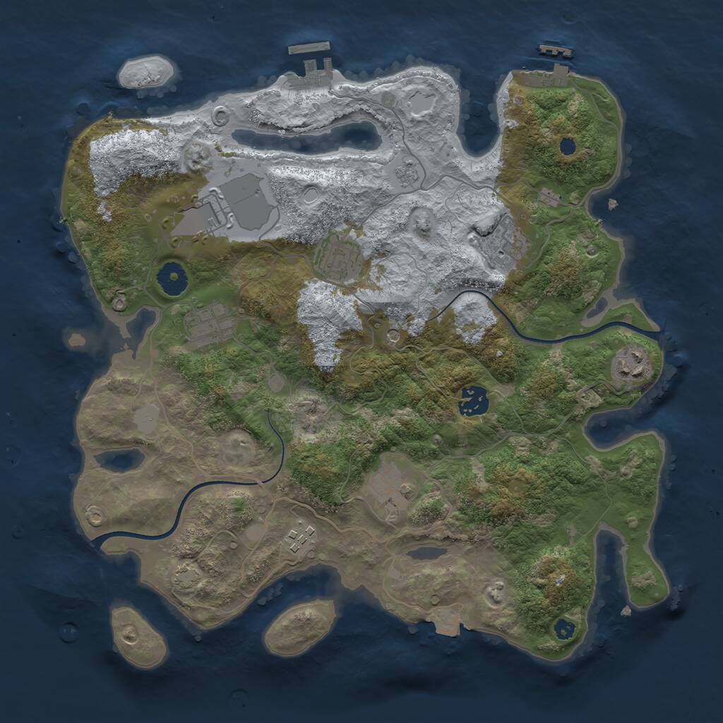 Rust Map: Procedural Map, Size: 3500, Seed: 1187849767, 14 Monuments
