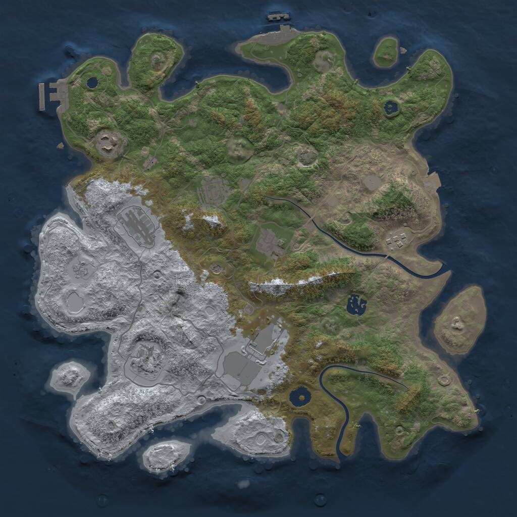 Rust Map: Procedural Map, Size: 3800, Seed: 1942177204, 14 Monuments