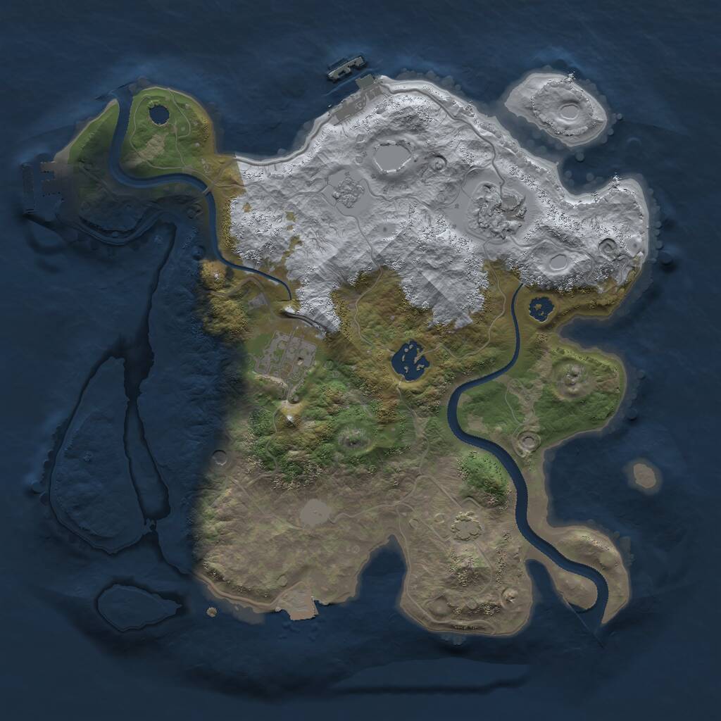 Rust Map: Procedural Map, Size: 3000, Seed: 7644, 9 Monuments