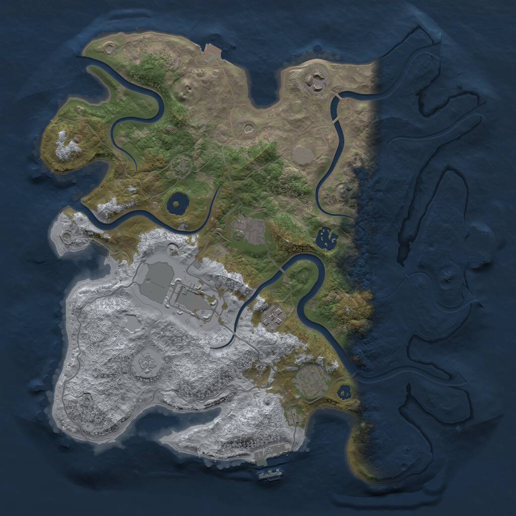Rust Map: Procedural Map, Size: 3500, Seed: 341472556, 12 Monuments