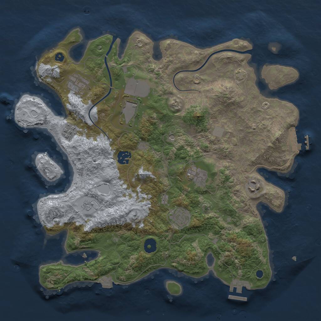 Rust Map: Procedural Map, Size: 3500, Seed: 409075225, 13 Monuments