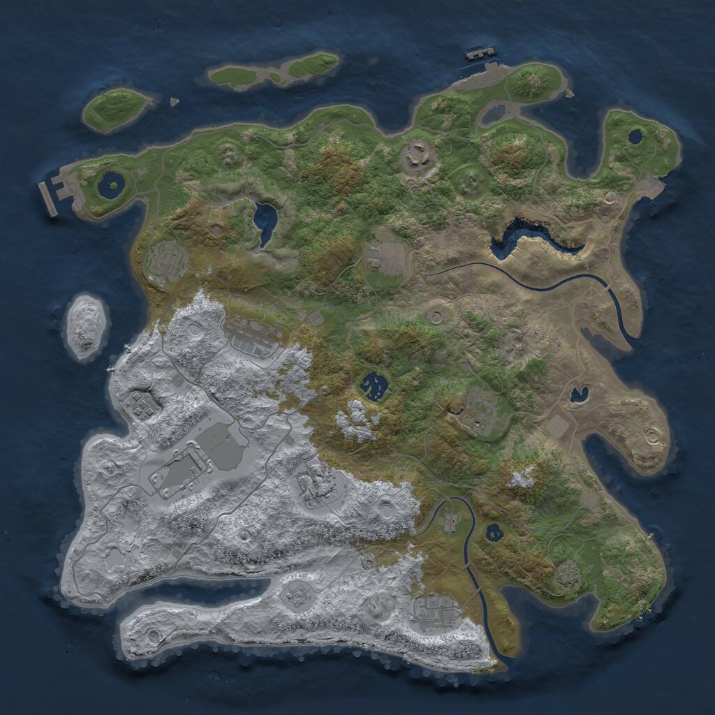 Rust Map: Procedural Map, Size: 4000, Seed: 110304779, 16 Monuments