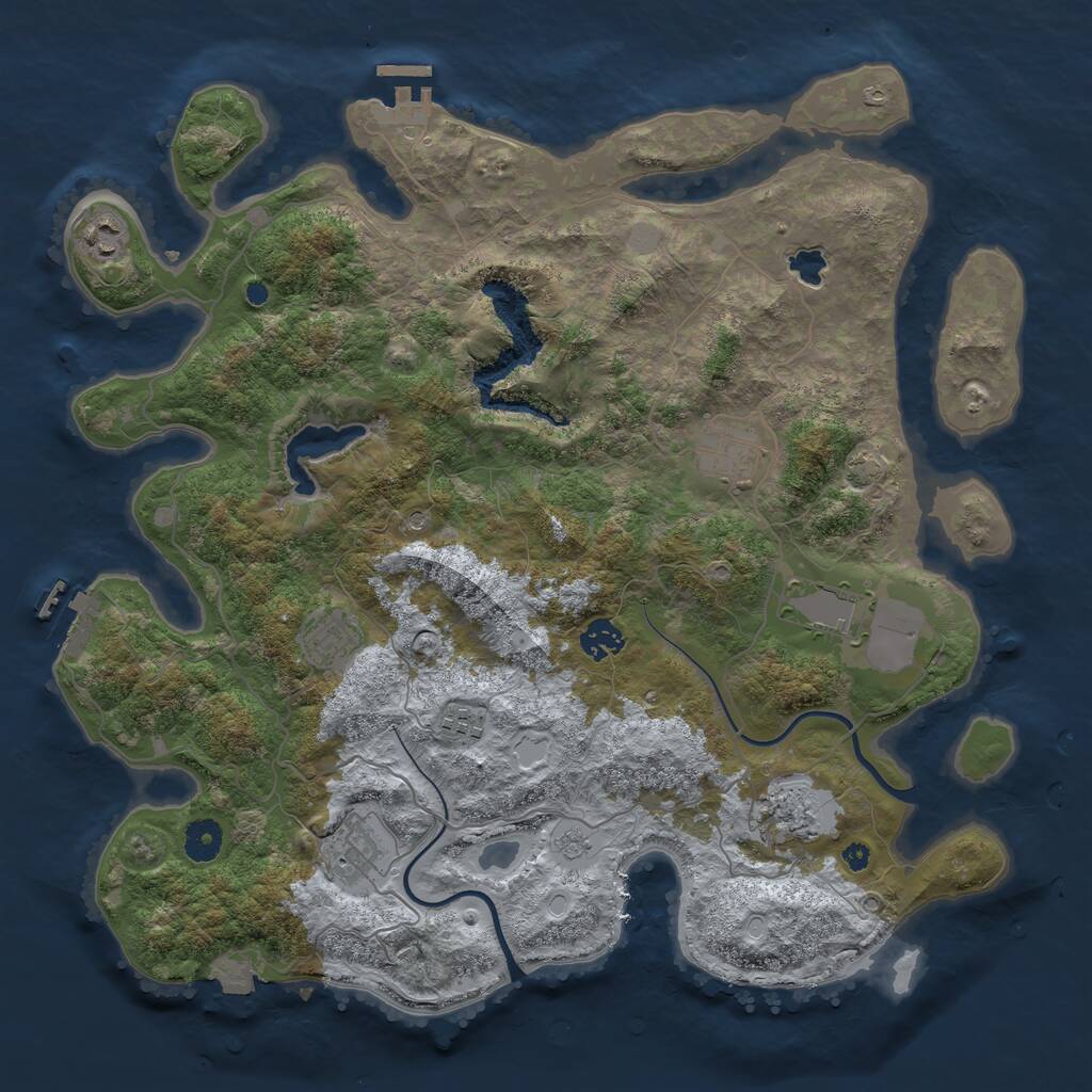 Rust Map: Procedural Map, Size: 4000, Seed: 827295972, 14 Monuments