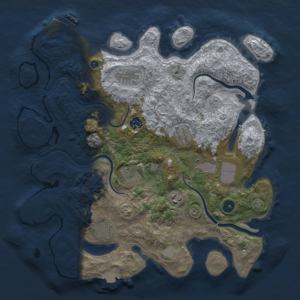 Rust Map: Procedural Map, Size: 3750, Seed: 50577079, 14 Monuments