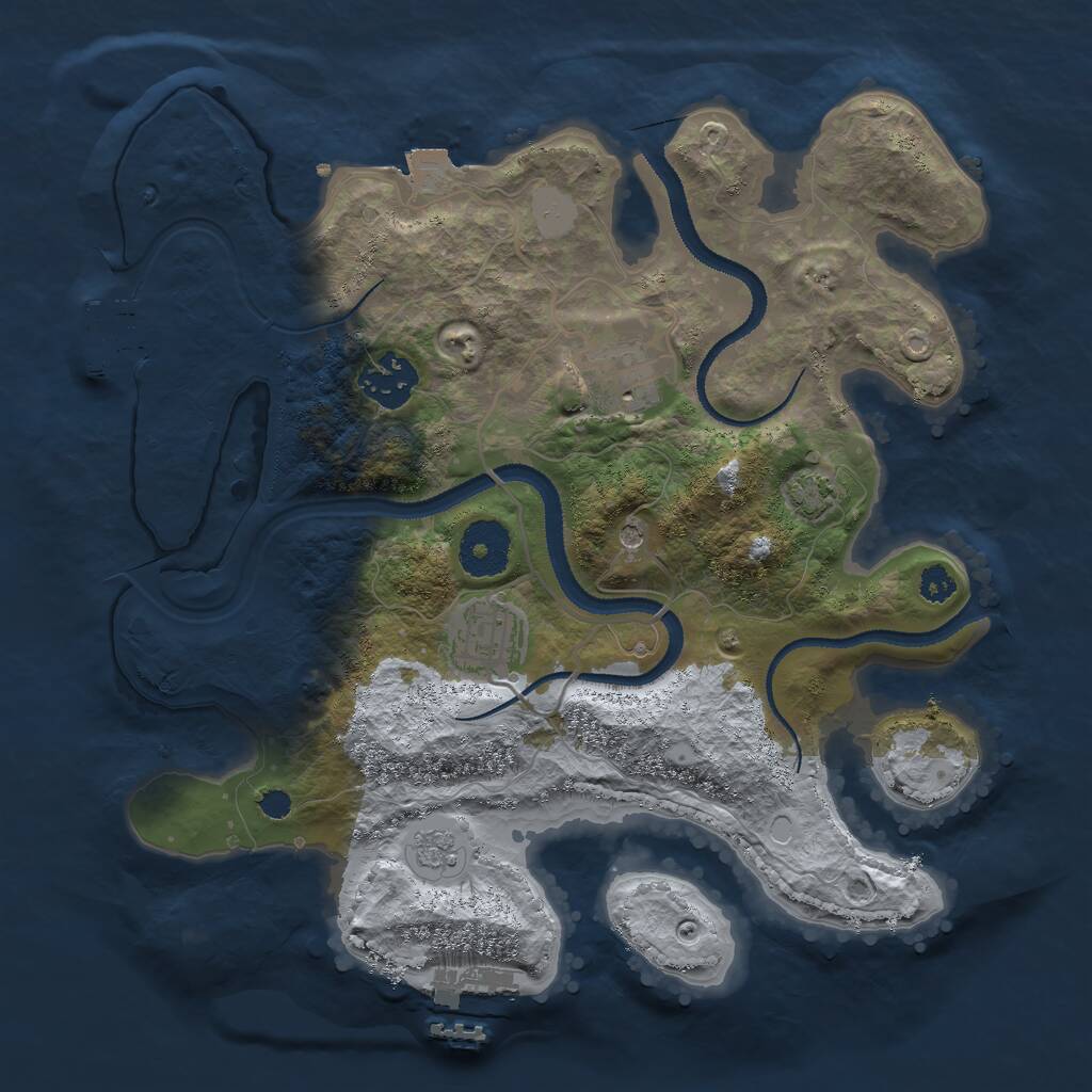Rust Map: Procedural Map, Size: 3000, Seed: 1794667905, 9 Monuments