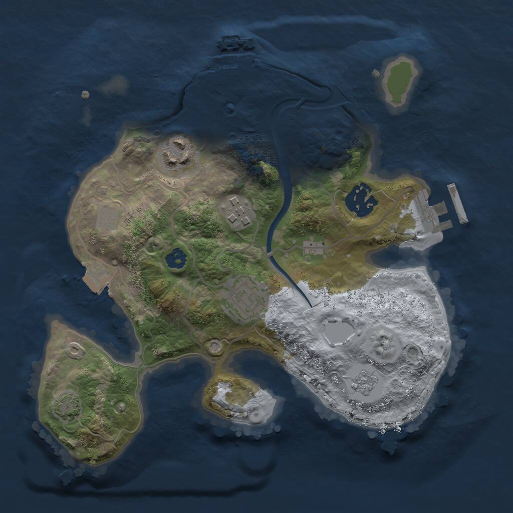 Rust Map: Procedural Map, Size: 2500, Seed: 458188308, 9 Monuments