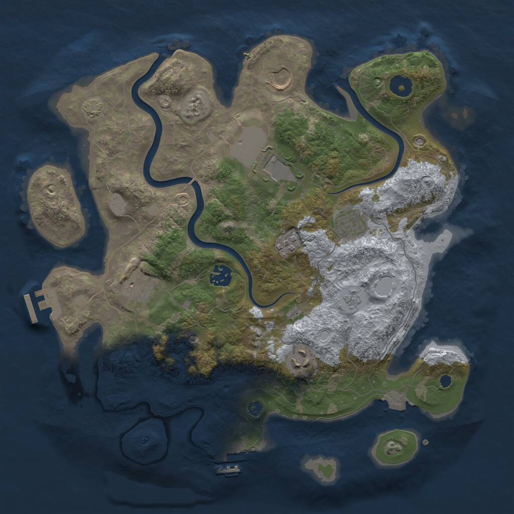 Rust Map: Procedural Map, Size: 3500, Seed: 7666656, 13 Monuments