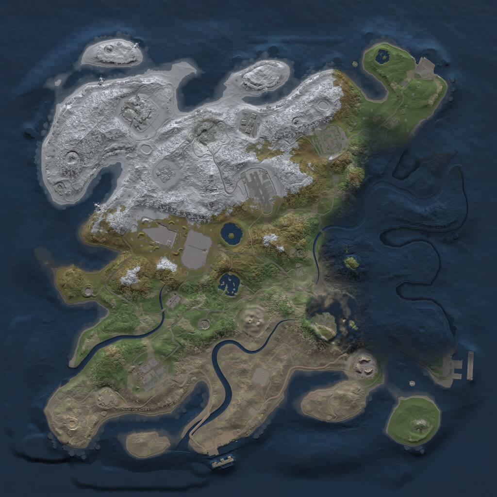 Rust Map: Procedural Map, Size: 3500, Seed: 1262911483, 15 Monuments