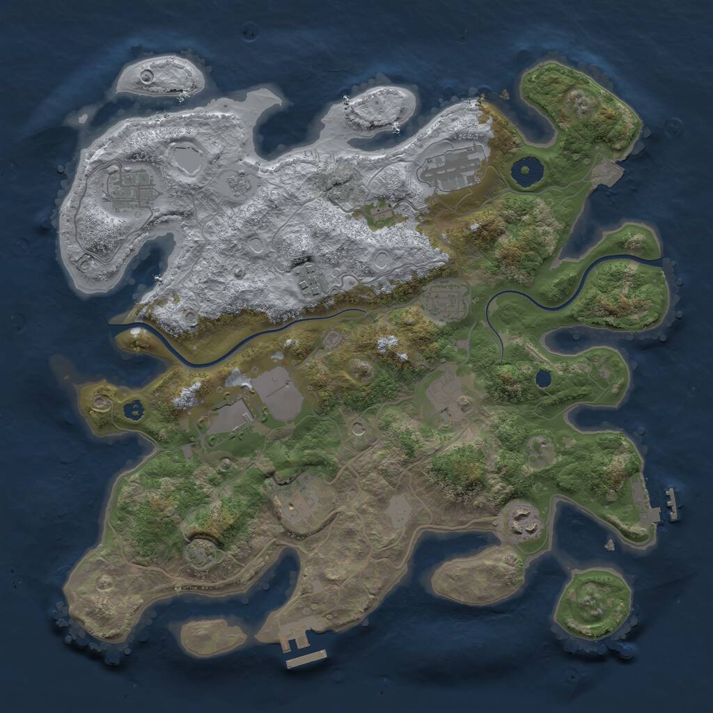 Rust Map: Procedural Map, Size: 3500, Seed: 1262911483, 14 Monuments