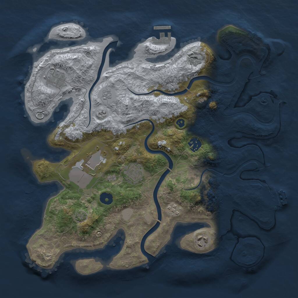 Rust Map: Procedural Map, Size: 3500, Seed: 1262911483, 12 Monuments