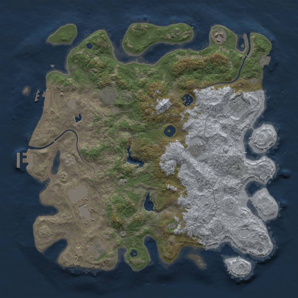 Rust Map: Procedural Map, Size: 4000, Seed: 649716110, 14 Monuments