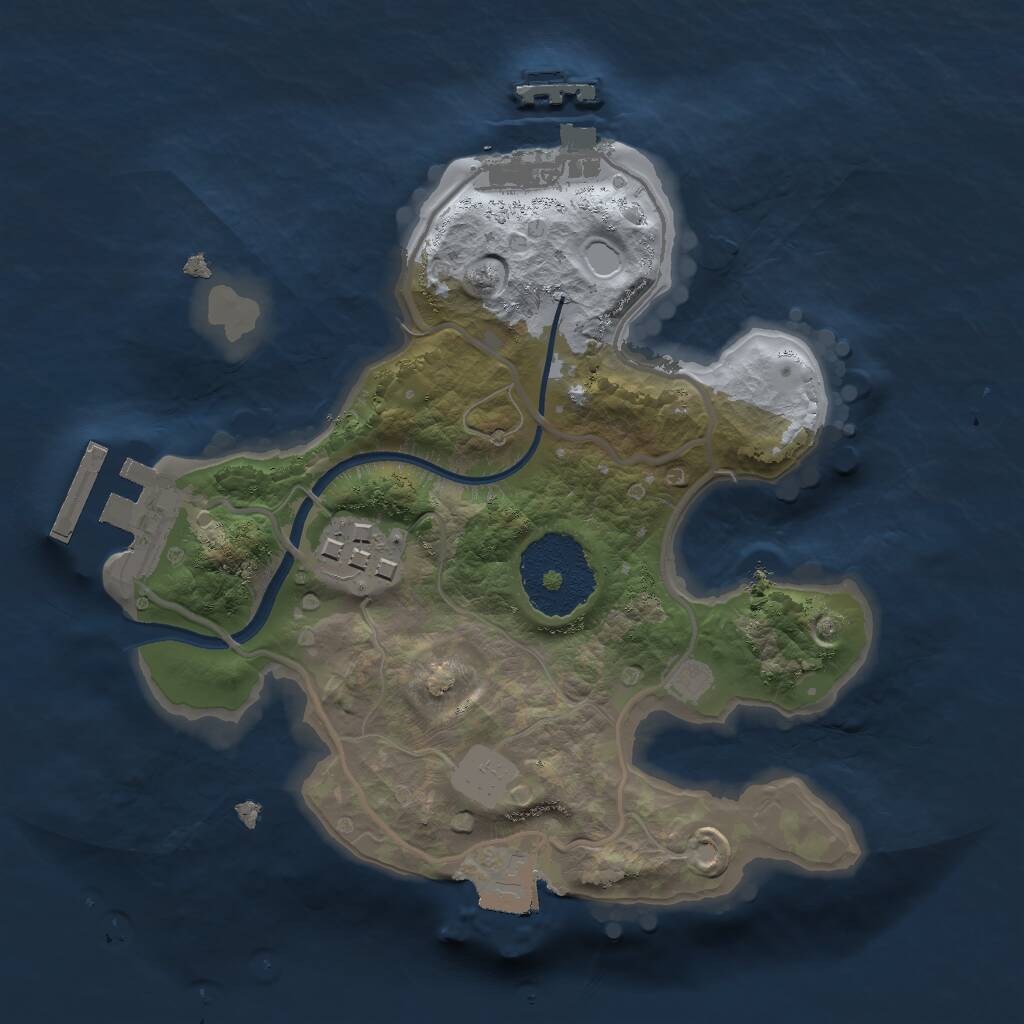 Rust Map: Procedural Map, Size: 2000, Seed: 238842281, 4 Monuments