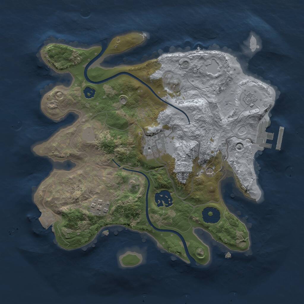 Rust Map: Procedural Map, Size: 2600, Seed: 1423446075, 7 Monuments