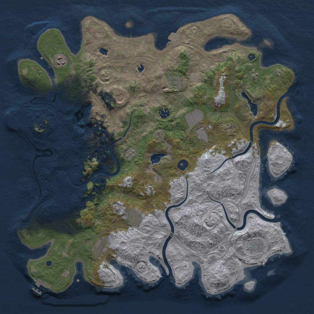 Rust Map: Procedural Map, Size: 4500, Seed: 400720366, 16 Monuments