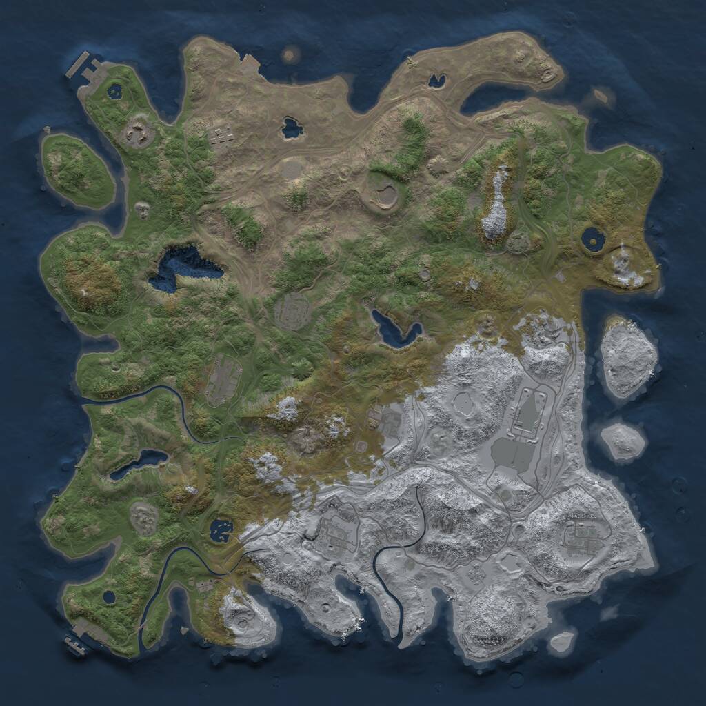 Rust Map: Procedural Map, Size: 4500, Seed: 400720366, 17 Monuments