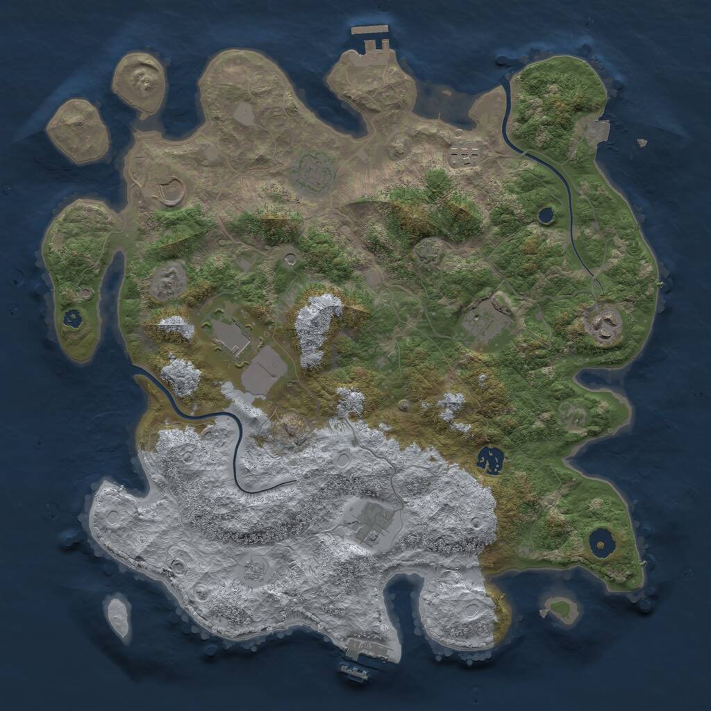 Rust Map: Procedural Map, Size: 3888, Seed: 6738, 14 Monuments