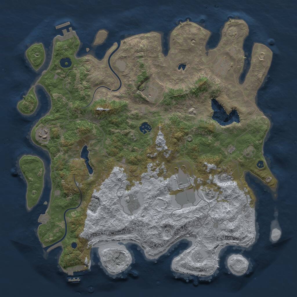 Rust Map: Procedural Map, Size: 4000, Seed: 42622, 14 Monuments