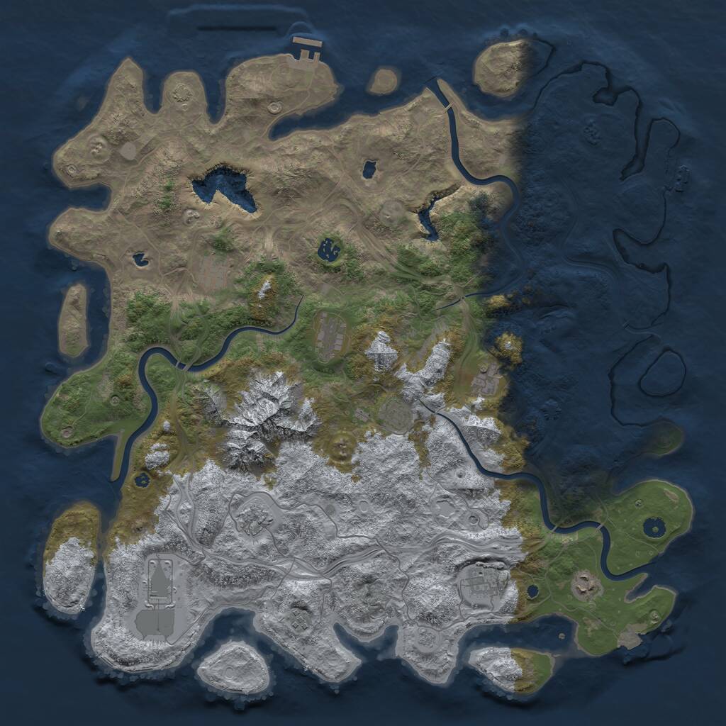Rust Map: Procedural Map, Size: 5000, Seed: 87265, 16 Monuments