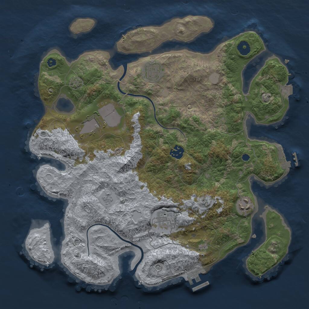 Rust Map: Procedural Map, Size: 3500, Seed: 2057437142, 11 Monuments