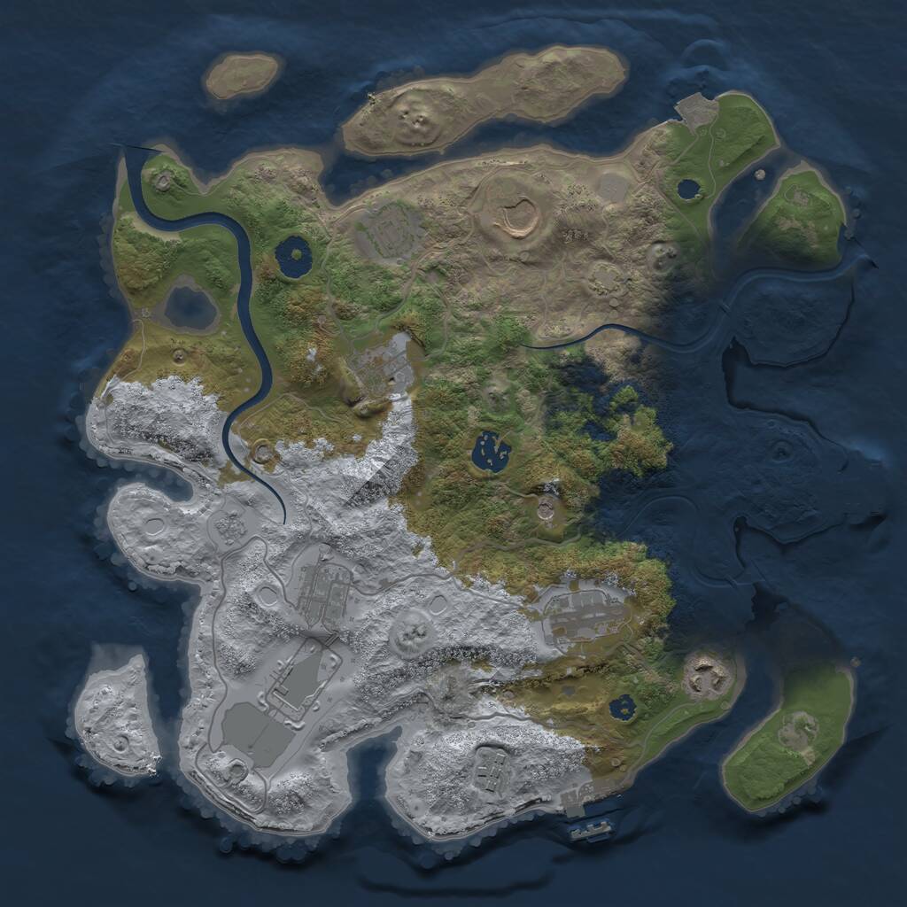 Rust Map: Procedural Map, Size: 3500, Seed: 2057437142, 15 Monuments