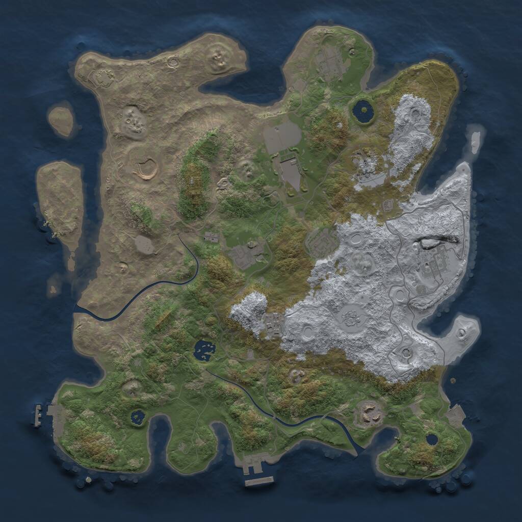 Rust Map: Procedural Map, Size: 3700, Seed: 531470833, 16 Monuments