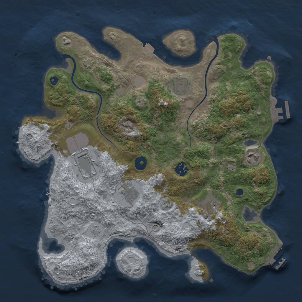 Rust Map: Procedural Map, Size: 3500, Seed: 312152, 12 Monuments