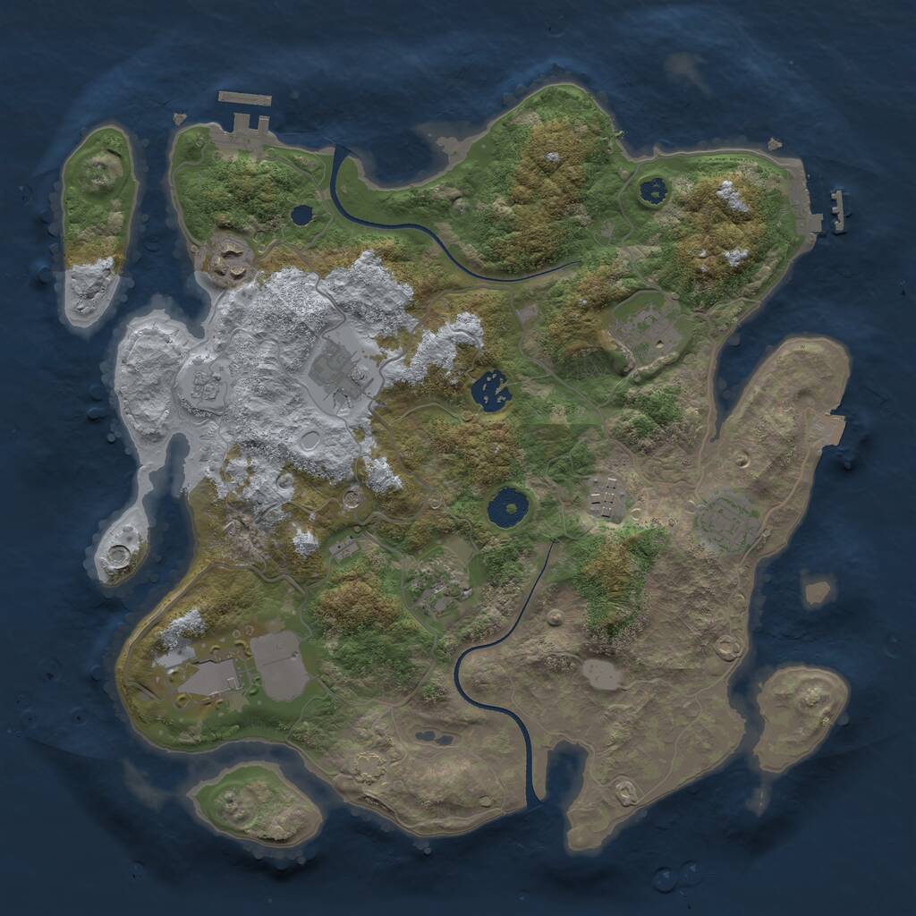 Rust Map: Procedural Map, Size: 3500, Seed: 1073728649, 14 Monuments