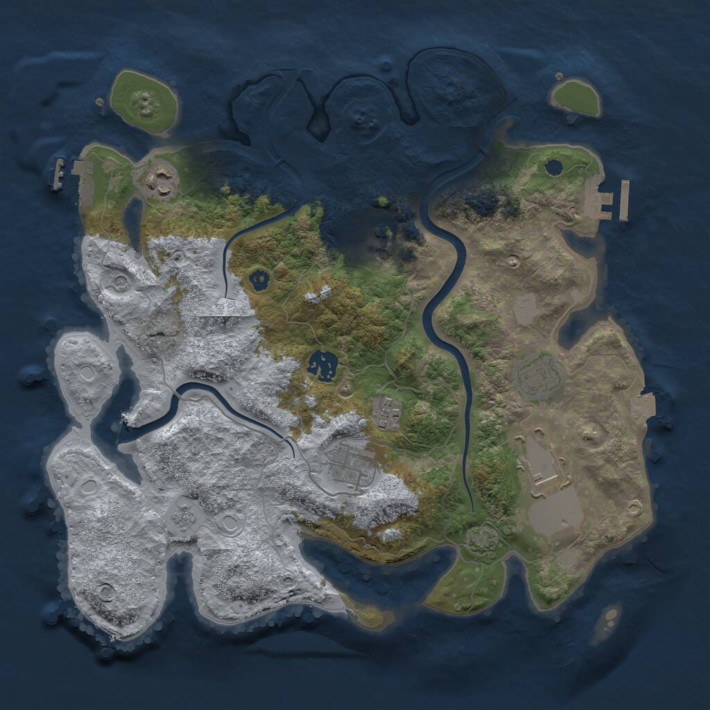 Rust Map: Procedural Map, Size: 3500, Seed: 1717397213, 13 Monuments