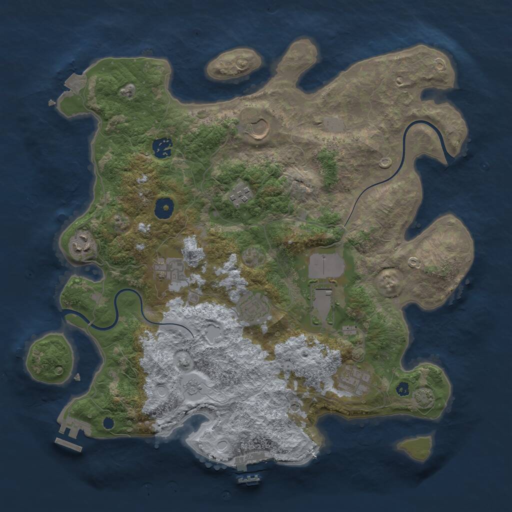 Rust Map: Procedural Map, Size: 3700, Seed: 1283790031, 14 Monuments