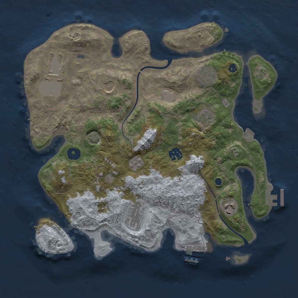 Rust Map: Procedural Map, Size: 3500, Seed: 498667983, 13 Monuments