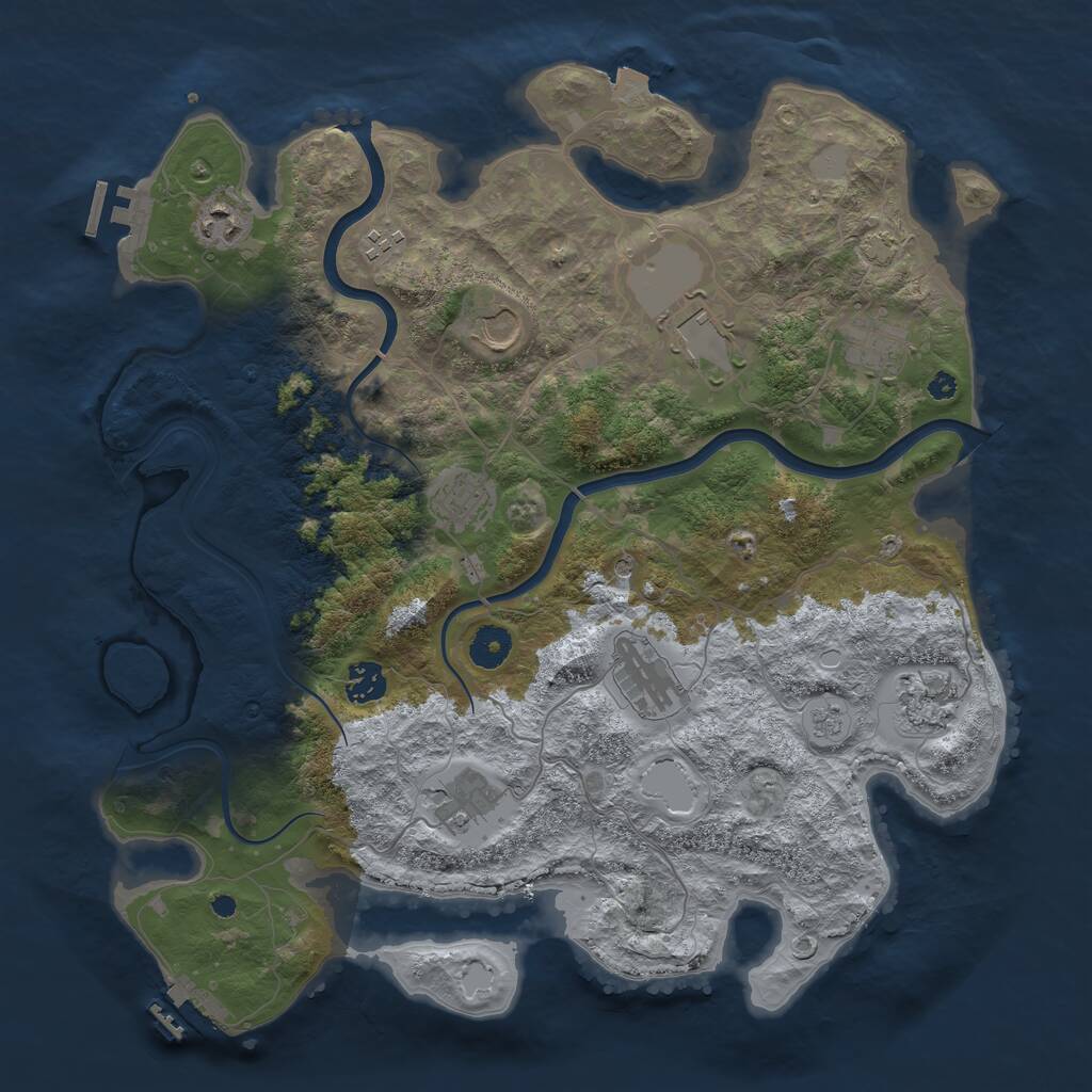 Rust Map: Procedural Map, Size: 3900, Seed: 878894481, 16 Monuments