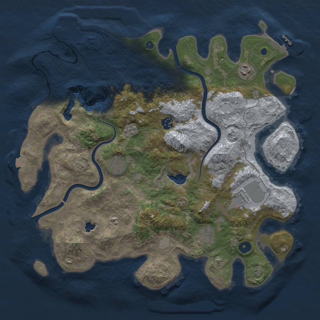 Rust Map: Procedural Map, Size: 4000, Seed: 1325313022, 12 Monuments